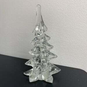 Clear Art Glass Christmas Tree Winter Holiday Seasonal Decor Figure Sculpture
